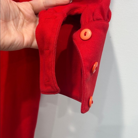 Vintage 80s Pearl C Crimson Red Long Sleeve cotton Dress wiggle small 4 women’s - Picture 4 of 7